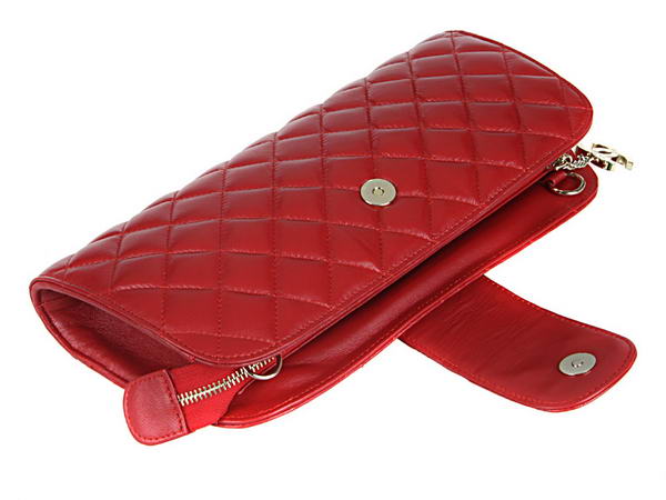 Fake Chanel A20163 Red Lambskin Leather Cluth Bag On Sale